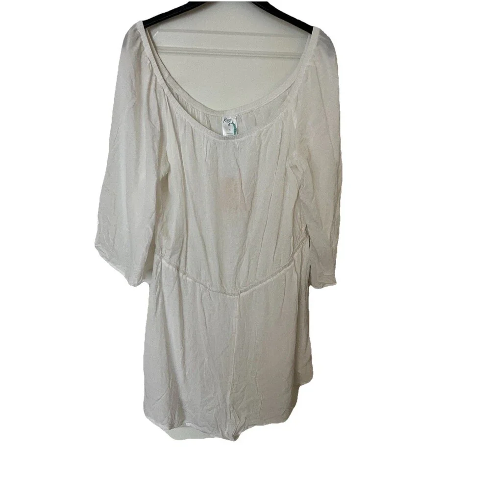 NWT Kona Sol Women's Off the Shoulder Swim Cover Up Romper White Size XL